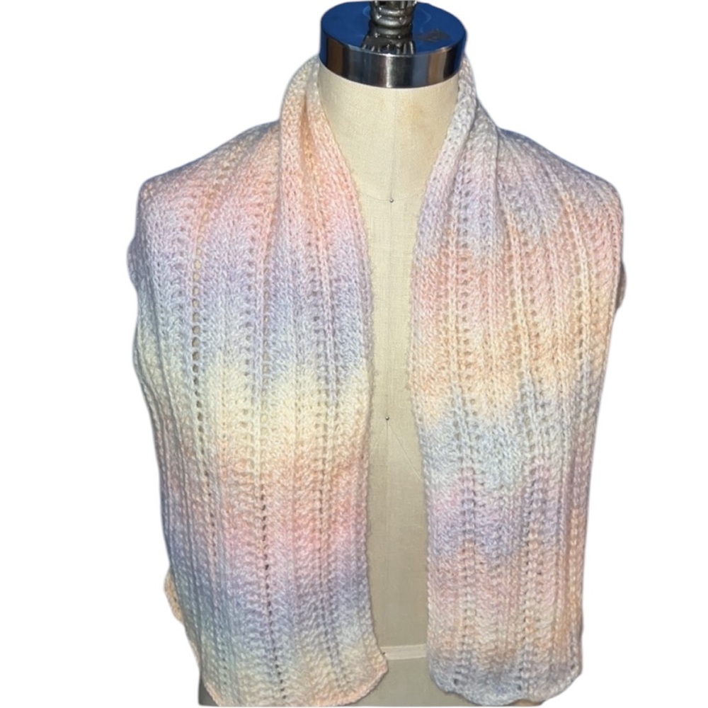 Handmade Pastel Blue and Pink Scarf OS